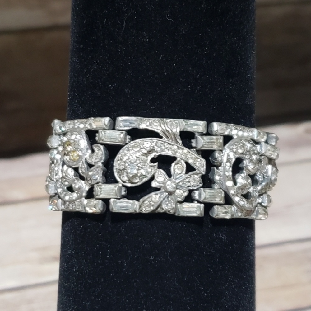 Vtg 20's or 30's art deco rhinestone bracelet - Picture 3 of 8